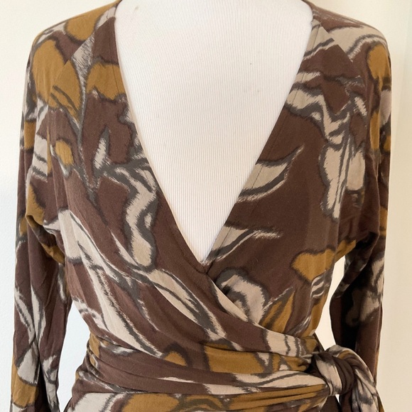 ETRO Midi Wrap Dress | Printed | Brown | Italy | 48 | Large | 12 - Picture 5 of 14